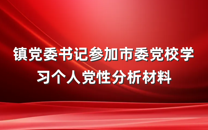 镇党委书记参加市委党校学习个人党性分析材料