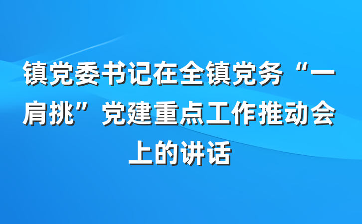 镇党委书记在全镇党务“一肩挑”党建重点工作推动会上的讲话