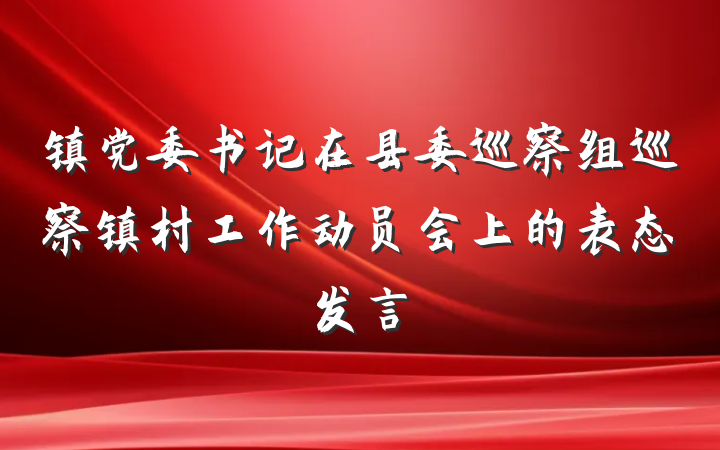 镇党委书记在县委巡察组巡察镇村工作动员会上的表态发言