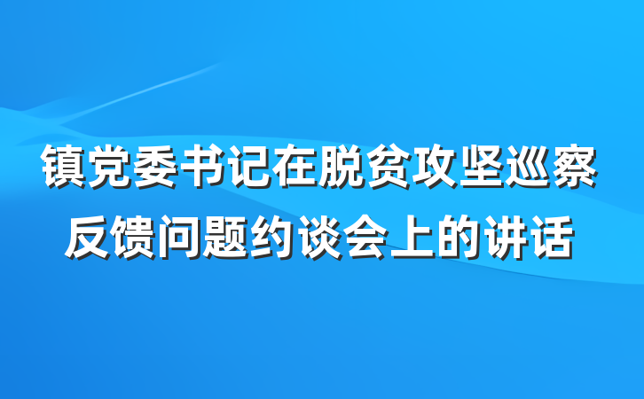 镇党委书记在脱贫攻坚巡察反馈问题约谈会上的讲话