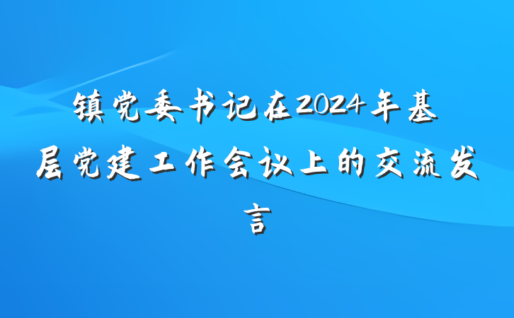 镇党委书记在2024年基层党建工作会议上的交流发言