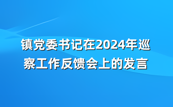 镇党委书记在2024年巡察工作反馈会上的发言