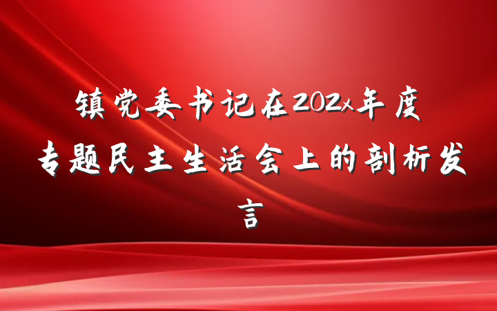 镇党委书记在202x年度专题民主生活会上的剖析发言