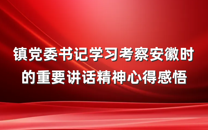 镇党委书记学习考察安徽时的重要讲话精神心得感悟