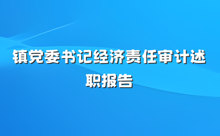 镇党委书记经济责任审计述职报告
