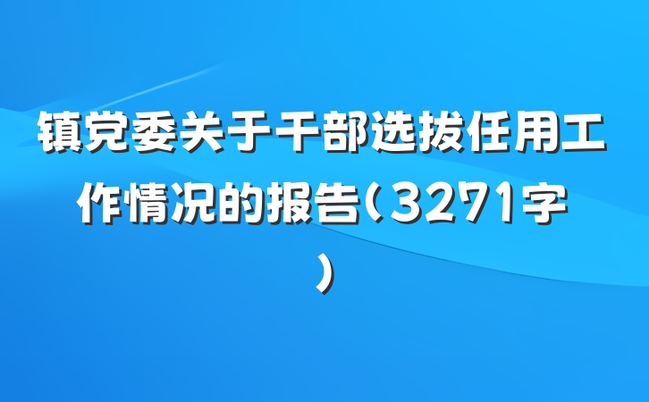 镇党委关于干部选拔任用工作情况的报告（3271字）