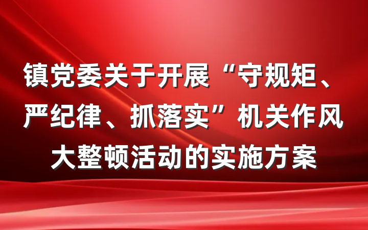 镇党委关于开展“守规矩、严纪律、抓落实”机关作风大整顿活动的实施方案