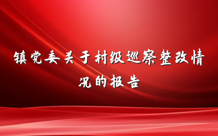 镇党委关于村级巡察整改情况的报告