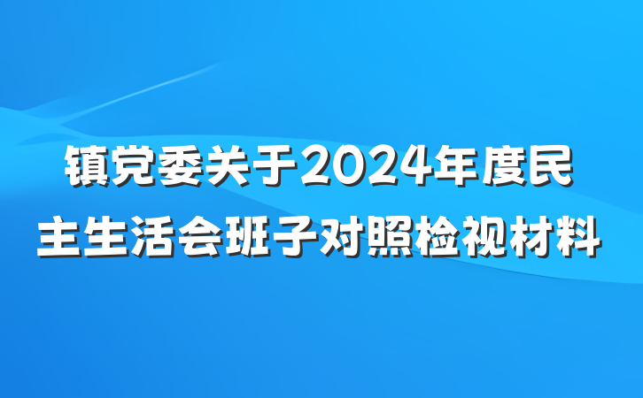镇党委关于2024年度民主生活会班子对照检视材料