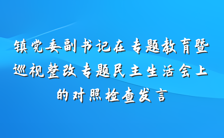 镇党委副书记在专题教育暨巡视整改专题民主生活会上的对照检查发言
