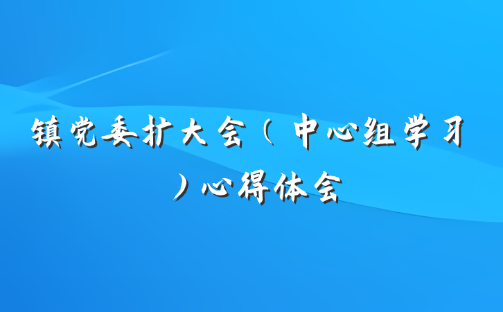 镇党委扩大会（中心组学习）心得体会