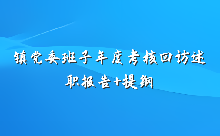 镇党委班子年度考核回访述职报告 提纲