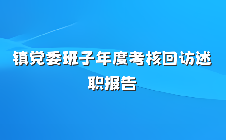 镇党委班子年度考核回访述职报告