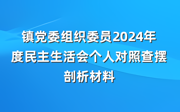 镇党委组织委员2024年度民主生活会个人对照查摆剖析材料