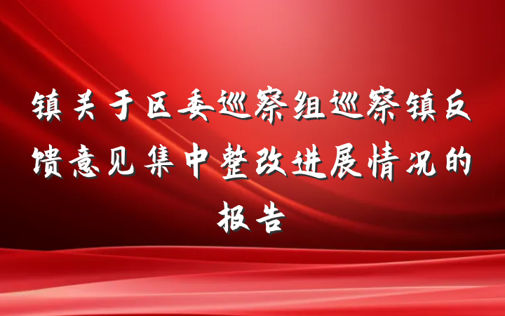 镇关于区委巡察组巡察镇反馈意见集中整改进展情况的报告
