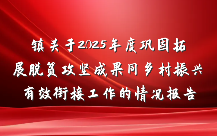 镇关于2025年度巩固拓展脱贫攻坚成果同乡村振兴有效衔接工作的情况报告