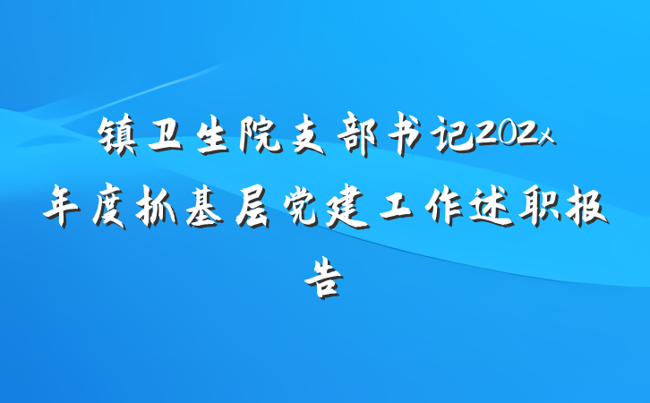 镇卫生院支部书记202x年度抓基层党建工作述职报告