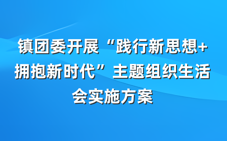镇团委开展“践行新思想 拥抱新时代”主题组织生活会实施方案