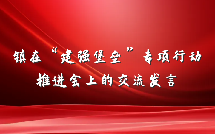 镇在“建强堡垒”专项行动推进会上的交流发言