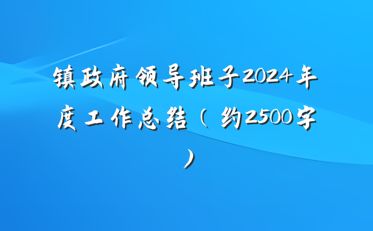 镇政府领导班子2024年度工作总结（约2500字）