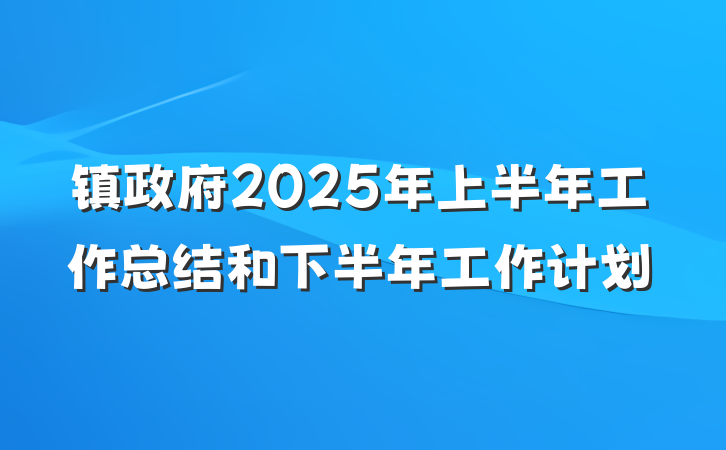 镇政府2025年上半年工作总结和下半年工作计划