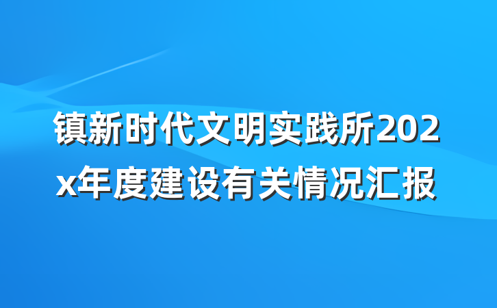 镇新时代文明实践所202x年度建设有关情况汇报