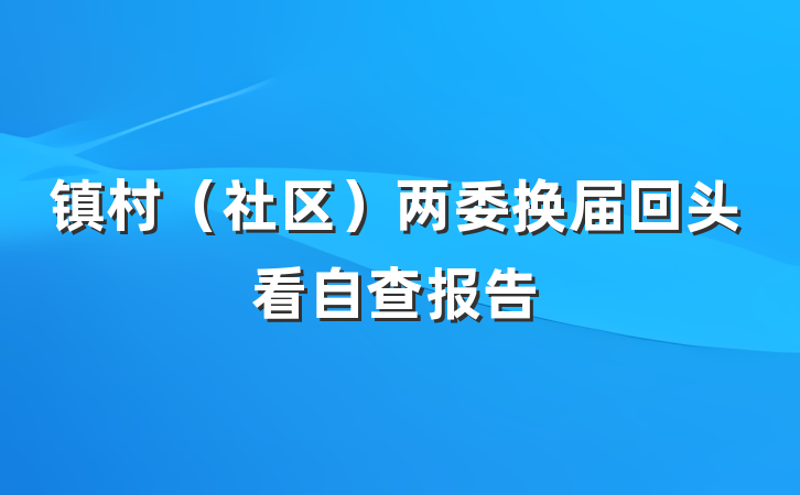 镇村（社区）两委换届回头看自查报告