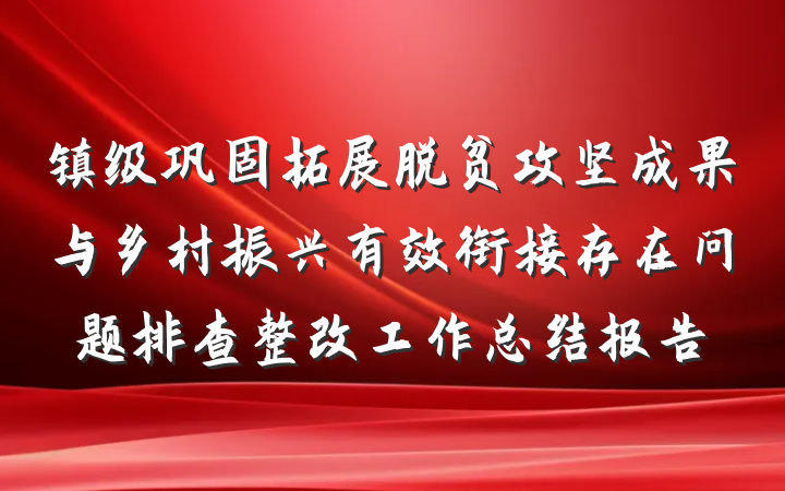 镇级巩固拓展脱贫攻坚成果与乡村振兴有效衔接存在问题排查整改工作总结报告