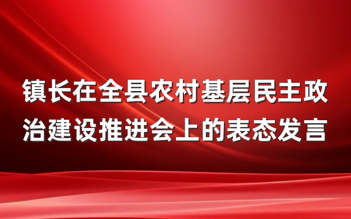 镇长在全县农村基层民主政治建设推进会上的表态发言