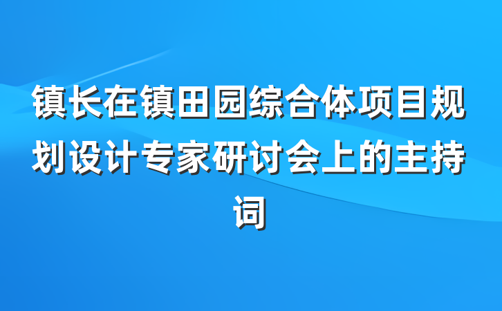 镇长在镇田园综合体项目规划设计专家研讨会上的主持词