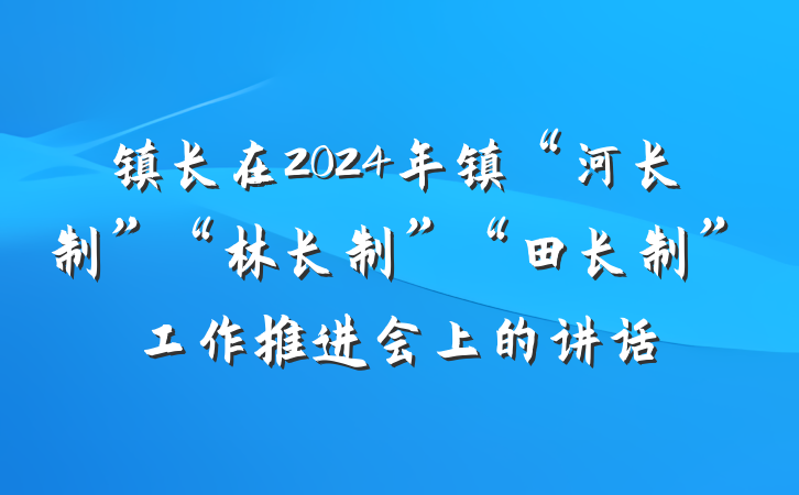 镇长在2024年镇“河长制”“林长制”“田长制”工作推进会上的讲话