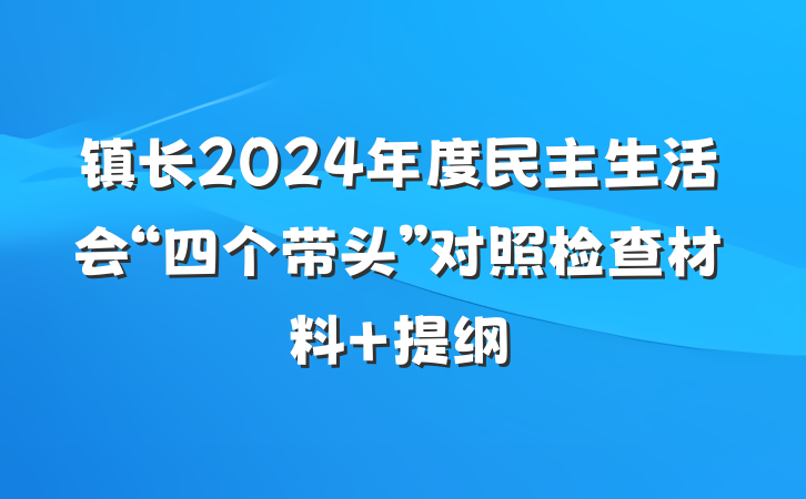 镇长2024年度民主生活会“四个带头”对照检查材料 提纲