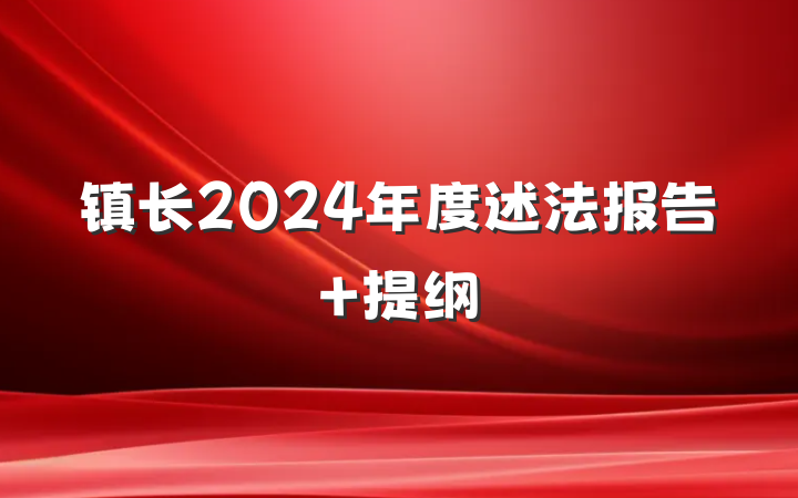 镇长2024年度述法报告 提纲