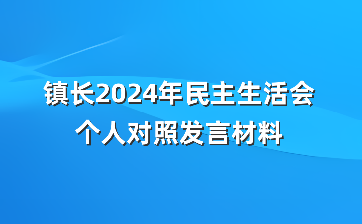 镇长2024年民主生活会个人对照发言材料