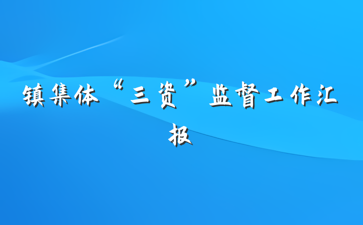 镇集体“三资”监督工作汇报