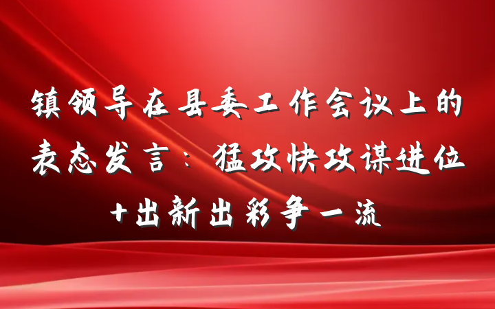 镇领导在县委工作会议上的表态发言：猛攻快攻谋进位 出新出彩争一流