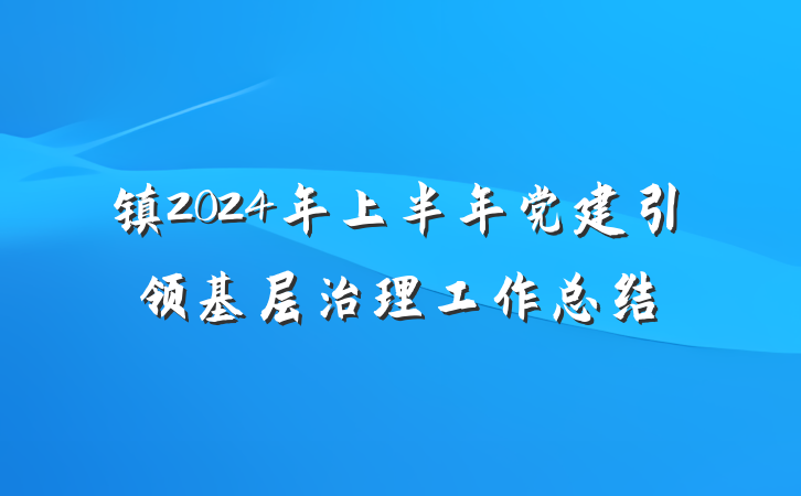 镇2024年上半年党建引领基层治理工作总结