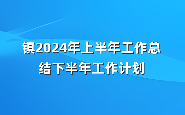镇2024年上半年工作总结下半年工作计划