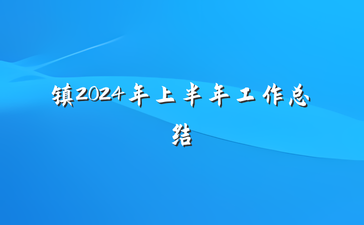 镇2024年上半年工作总结