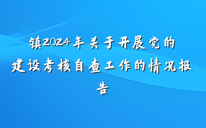 镇2024年关于开展党的建设考核自查工作的情况报告