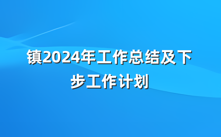 镇2024年工作总结及下步工作计划