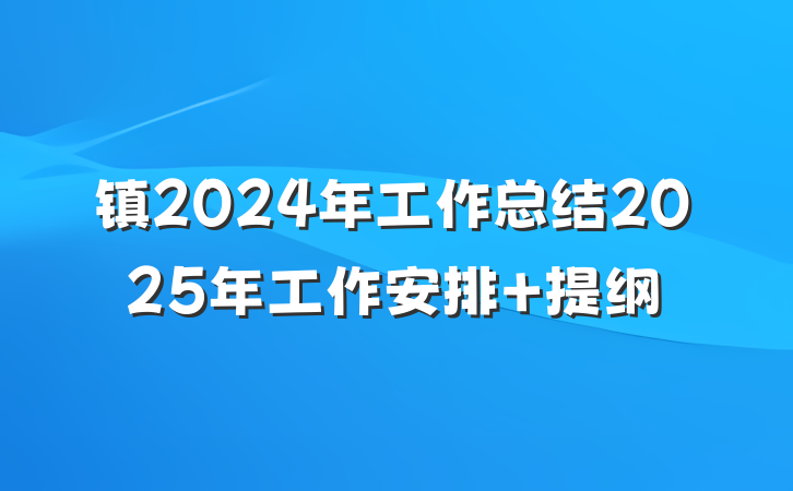 镇2024年工作总结2025年工作安排 提纲