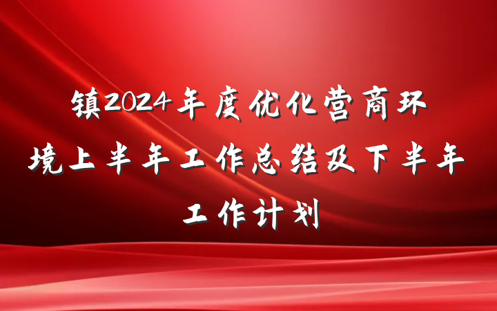 镇2024年度优化营商环境上半年工作总结及下半年工作计划