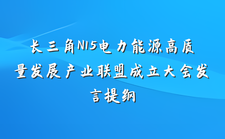 长三角N15电力能源高质量发展产业联盟成立大会发言提纲