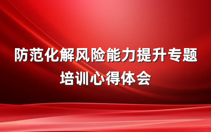 防范化解风险能力提升专题培训心得体会
