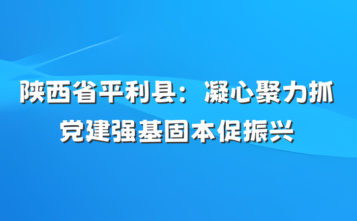 陕西省平利县：凝心聚力抓党建强基固本促振兴