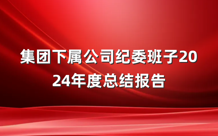 集团下属公司纪委班子2024年度总结报告