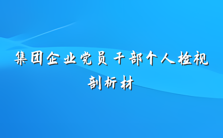 集团企业党员干部个人检视剖析材