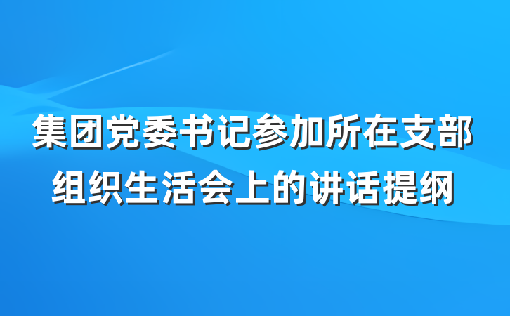 集团党委书记参加所在支部组织生活会上的讲话提纲