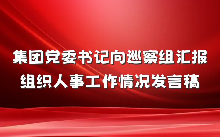 集团党委书记向巡察组汇报组织人事工作情况发言稿